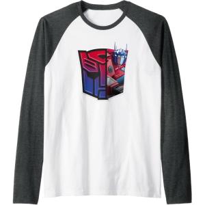 imageTransformers EarthSpark Optimus Prime Logo Fill Raglan Baseball TeeDark Heather GreyWhite