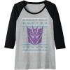 imageTransformers Christmas Retro Decepticon Ugly Sweater Style Raglan Baseball TeeBlackAthletic Heather