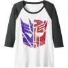 imageTransformers Decepticon Autobot Distressed Split Logo Raglan Baseball TeeDark Heather GreyWhite