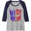 imageTransformers Decepticon Autobot Distressed Split Logo Raglan Baseball TeeNavy BlueAthletic Heather
