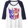 imageTransformers Decepticon Autobot Distressed Split Logo Raglan Baseball TeeNavy BlueWhite