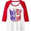 imageTransformers Decepticon Autobot Distressed Split Logo Raglan Baseball TeeRedWhite