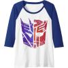 imageTransformers Decepticon Autobot Distressed Split Logo Raglan Baseball TeeRoyal BlueWhite