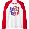 imageTransformers Decepticon Autobot Distressed Split Logo Raglan Baseball TeeRedWhite
