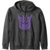 imageTransformers Decepticons Purple Icon Filled Logo Zip HoodieDark Heather Grey