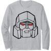 imageTransformers Megatron Vintage Big Face Long Sleeve TShirtHeather Grey