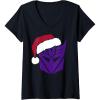 imageWomens Transformers Christmas Decepticons Santa Hat Logo VNeck TShirtBlack