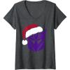 imageWomens Transformers Christmas Decepticons Santa Hat Logo VNeck TShirtDark Heather Grey