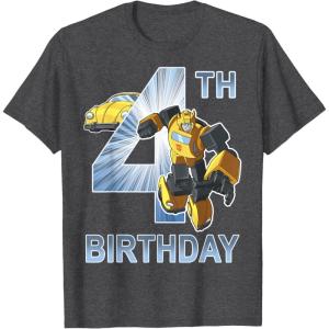 imageTransformers Bumblebee 4th Birthday TShirtDark Heather Grey