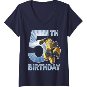 imageTransformers Bumblebee 5th Birthday Vintage VNeck TShirtNavy Blue