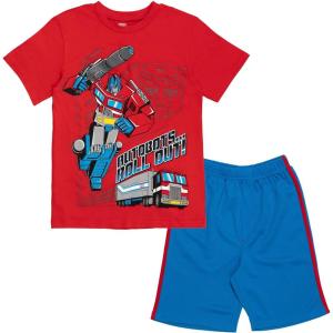 imageTransformers Bumblebee Optimus Prime Graphic TShirt ampamp Mesh Shorts Outfit Set Toddler to Big KidBlue  Red