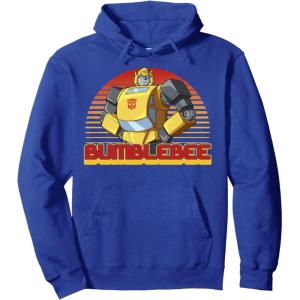 imageTransformers Bumblebee Retro Stripes Vintage Portrait Pullover HoodieRoyal Blue