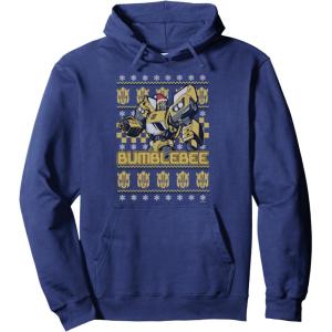 imageTransformers Christmas Bumblebee Ugly Sweater Pullover HoodieNavy Blue
