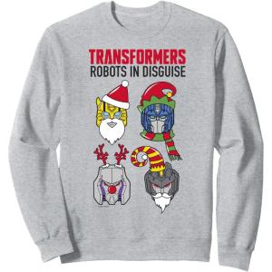imageTransformers Christmas Group Shot Dress Up Disguise SweatshirtHeather Grey