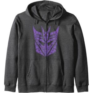 imageTransformers Decepticons Purple Icon Filled Logo Zip HoodieDark Heather Grey