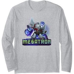 imageTransformers EarthSpark Megatron Color Pop Badge Long Sleeve TShirtHeather Grey