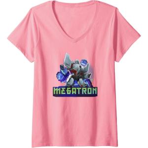 imageTransformers EarthSpark Megatron Color Pop Badge VNeck TShirtPink