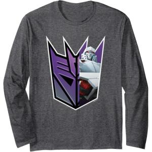imageTransformers EarthSpark Megatron Logo Fill Long Sleeve TShirtDark Heather Grey