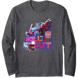 imageTransformers EarthSpark Optimus Prime Leader Pose Long Sleeve TShirtDark Heather Grey