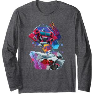 imageTransformers EarthSpark Optimus Prime VS Megatron Long Sleeve TShirtDark Heather Grey