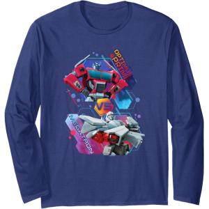 imageTransformers EarthSpark Optimus Prime VS Megatron Long Sleeve TShirtNavy Blue