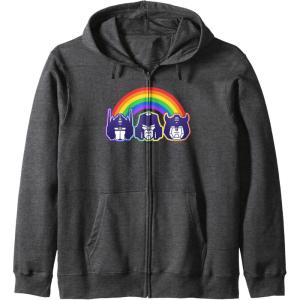 imageTransformers Pride Rainbow Faces Zip HoodieDark Heather Grey