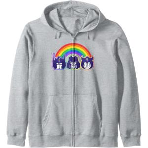 imageTransformers Pride Rainbow Faces Zip HoodieHeather Grey