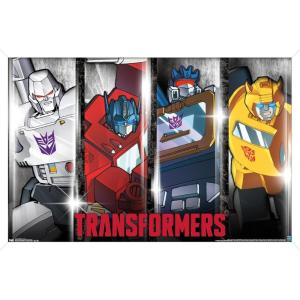 imageTrends International Hasbro Transformers  Classic Wall Poster 22375quot x 34quot Premium Poster ampamp Mount BundleWhite Framed Version