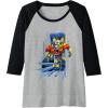 imageTransformers One Orion Pax Running Action Shot Raglan Baseball TeeBlackAthletic Heather
