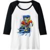 imageTransformers One Orion Pax Running Action Shot Raglan Baseball TeeBlackWhite