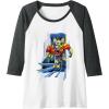 imageTransformers One Orion Pax Running Action Shot Raglan Baseball TeeDark Heather GreyWhite