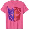 imageTransformers Decepticon Autobot Distressed Split Logo TShirtPink Heather