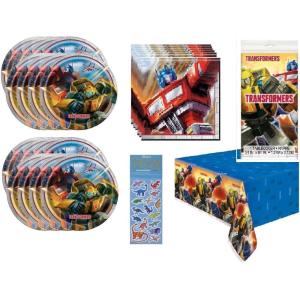 imageTransformers Birthday Party Supplies Bundle Set includes 16 Lunch Plates 16 Napkins 1 Table Cover 1 Dinosaur Sticker Sheet Serves 16