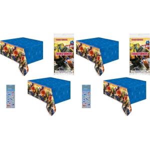 imageTransformers Birthday Party Supplies Decoration Bundle Pack Includes 2 Rectangular Plastic Table Covers 54quot x 84quot and 1 Dinosaur Sticker Sheet54 inches x 84 inches Pack of 2