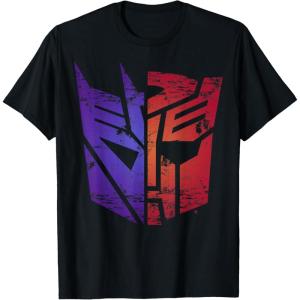 imageTransformers Decepticon Autobot Distressed Split Logo TShirtBlack