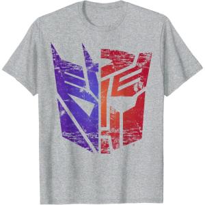 imageTransformers Decepticon Autobot Distressed Split Logo TShirtHeather Grey