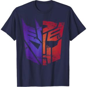 imageTransformers Decepticon Autobot Distressed Split Logo TShirtNavy Blue