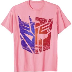imageTransformers Decepticon Autobot Distressed Split Logo TShirtPink