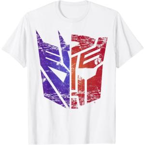 imageTransformers Decepticon Autobot Distressed Split Logo TShirtWhite