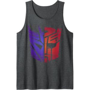 imageTransformers Decepticon Autobot Distressed Split Logo Tank TopDark Heather Grey