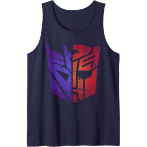 imageTransformers Decepticon Autobot Distressed Split Logo Tank TopNavy Blue