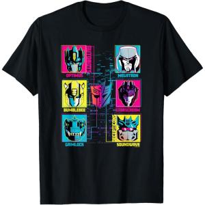 imageTransformers Group Shot Bright Neon Box Up Characters TShirtBlack
