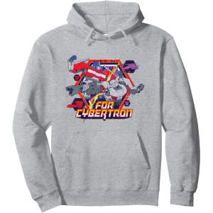 imageTransformers One For Cybertron Epic Battle Logo Retro Pullover HoodieHeather Grey