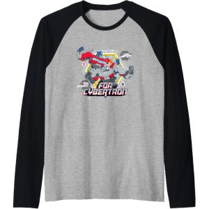 imageTransformers One For Cybertron Optimus ampamp Megatron Epic Raglan Baseball TeeBlackAthletic Heather