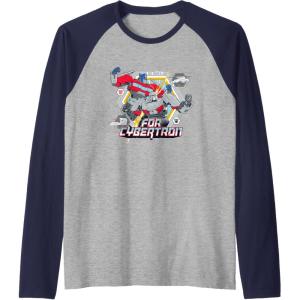 imageTransformers One For Cybertron Optimus ampamp Megatron Epic Raglan Baseball TeeNavy BlueAthletic Heather