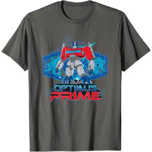 imageTransformers One I Am Optimus Prime Epic Portrait TShirtAsphalt Grey