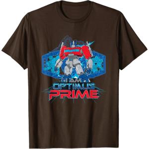 imageTransformers One I Am Optimus Prime Epic Portrait TShirtBrown