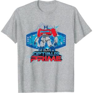 imageTransformers One I Am Optimus Prime Epic Portrait TShirtHeather Grey