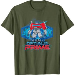 imageTransformers One I Am Optimus Prime Epic Portrait TShirtOlive Green