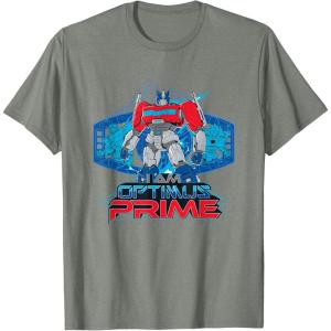 imageTransformers One I Am Optimus Prime Epic Portrait TShirtOlive Heather